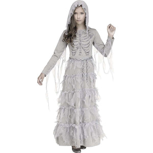 Girls Skeleton Ghost Dress Costume