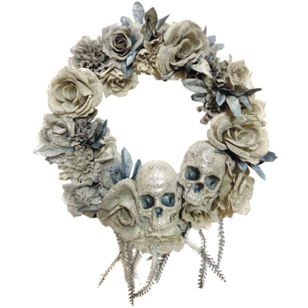 Wreath Skull &amp; Roses, 19.5in