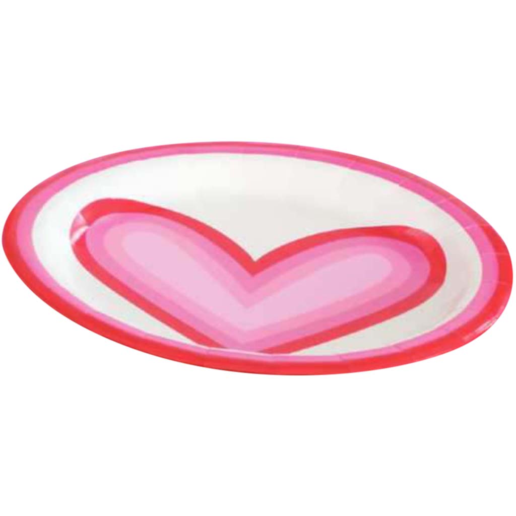 Retro Valentine Heart Dessert Plates 7in, 8ct