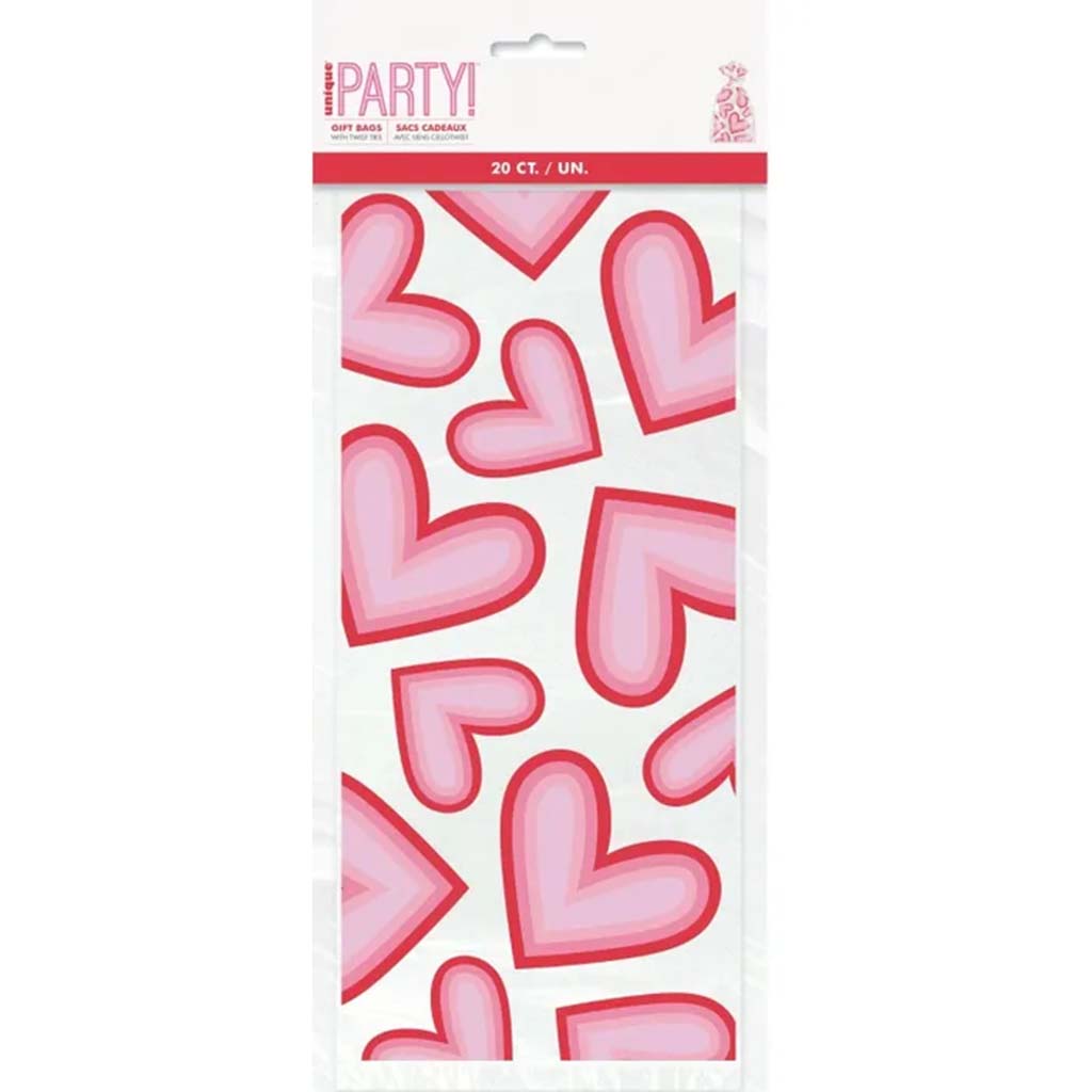 Retro Valentine Heart Cellophane Bags