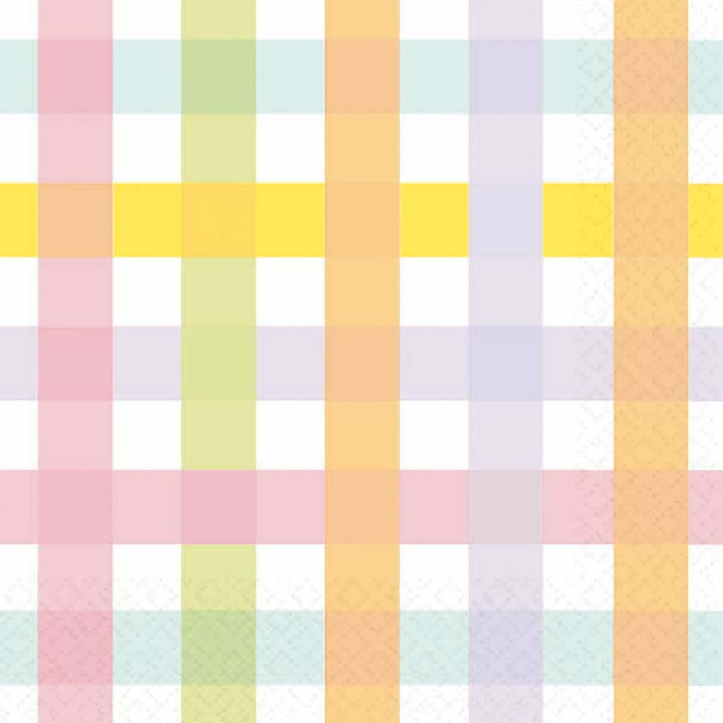 Colorful Gingham Easter Beverage Napkin, 16ct