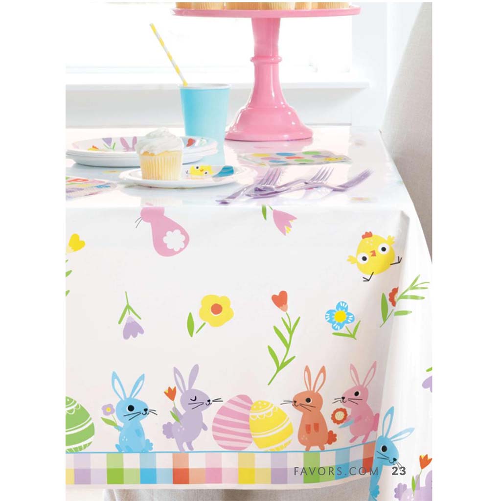 Colorful Gingham Easter Tablecover 54in X 84in