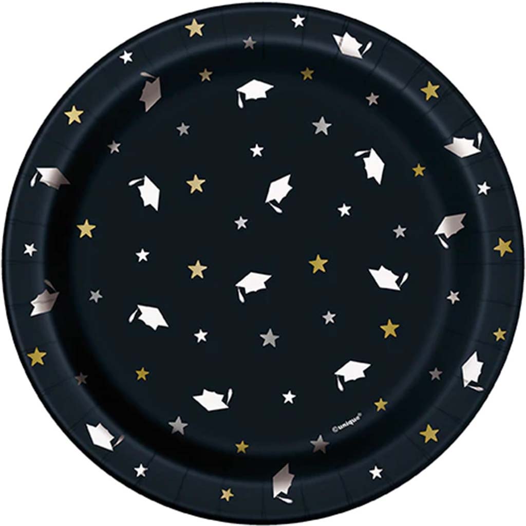 Stars &amp; Caps Graduation Dessert Plates 7in, 8ct