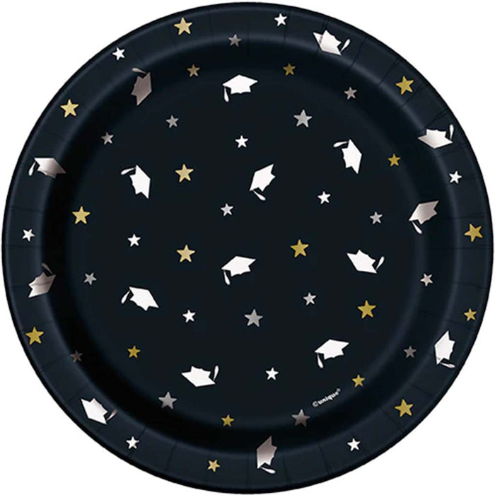 Stars & Caps Graduation Dessert Plates 7in, 8ct