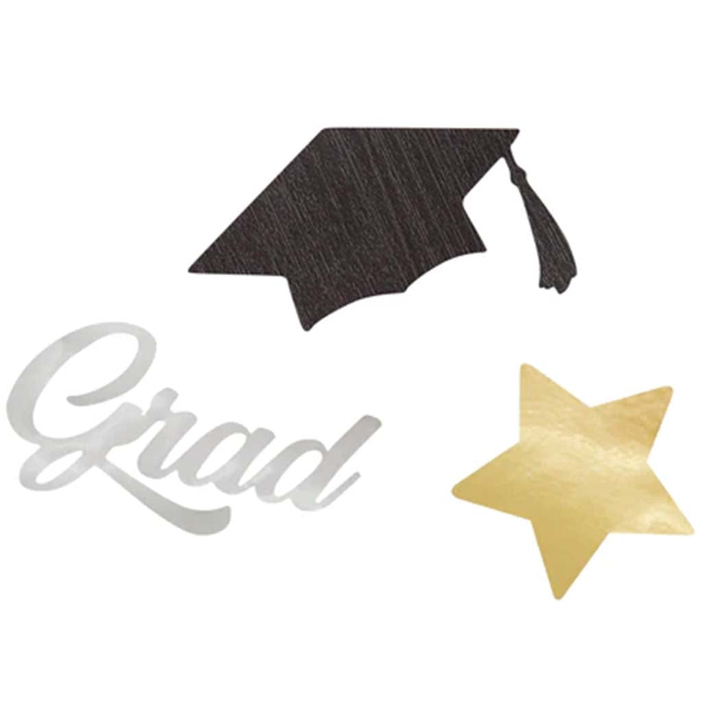 Graduation Stars &amp; Caps Jumbo Foil Conffetti, .5oz