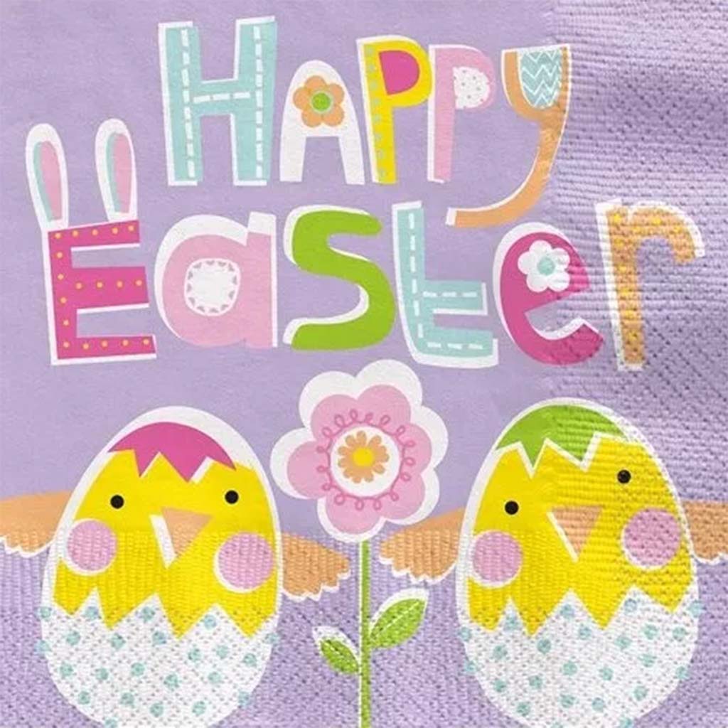 Lilac Happy Easter Lunch Napkins, 16ct