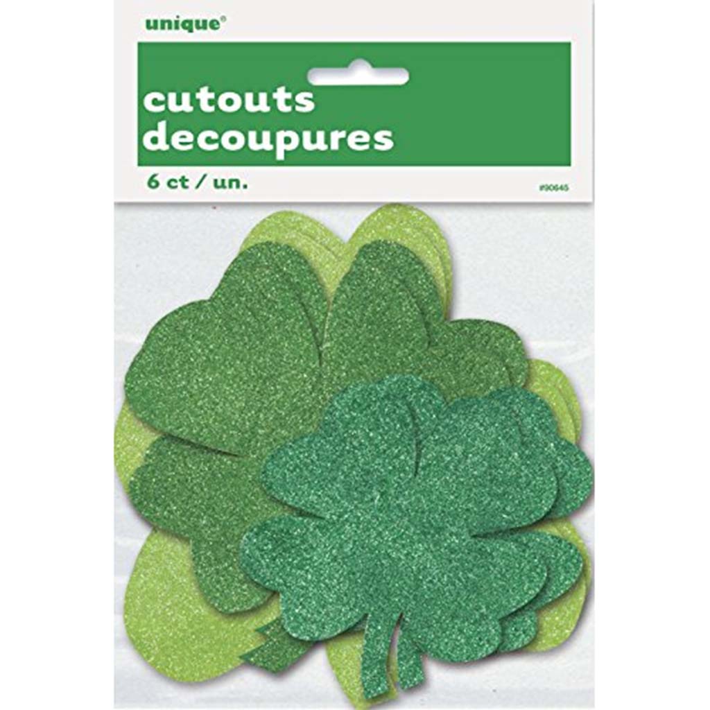 Shamrock Assorted Mini Glitter Cutout, 6ct