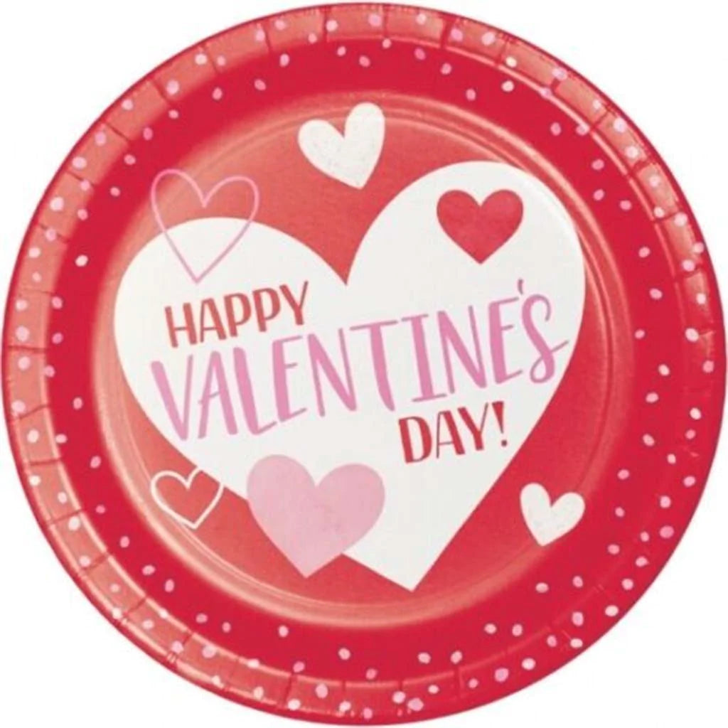 Valentines Day Dessert Plates 8ct, 7in