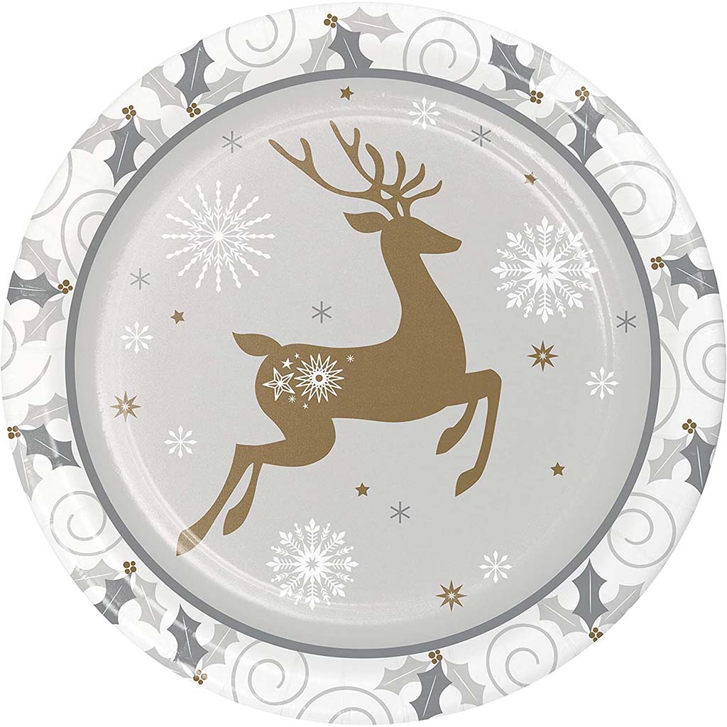 Opulent Reindeer Dessert Plates 8ct, 7in