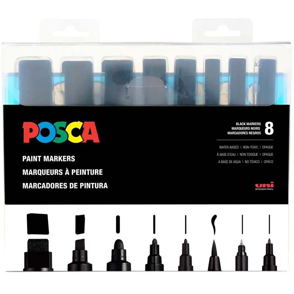 Posca Paint Marker Set of 8 All Black