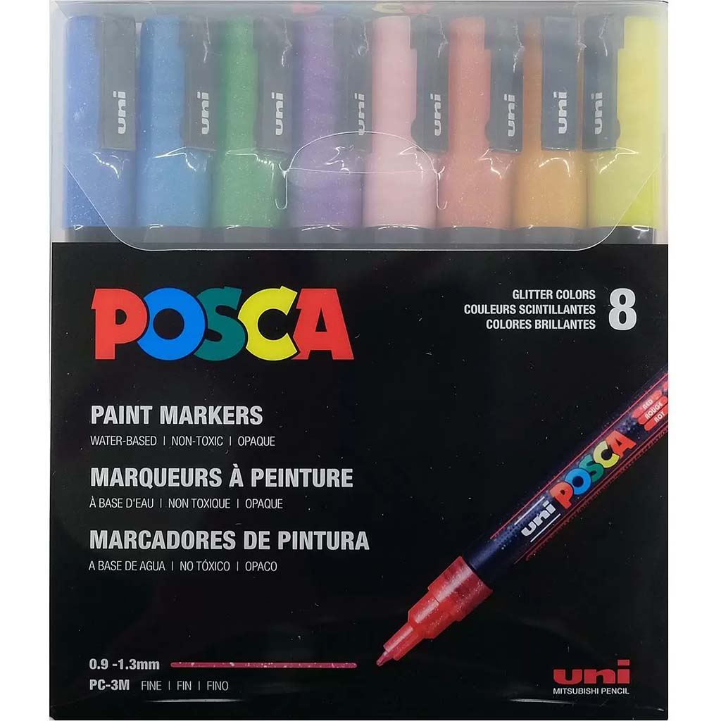 Posca PC-3M Paint Marker Fine Glitter Set of 8