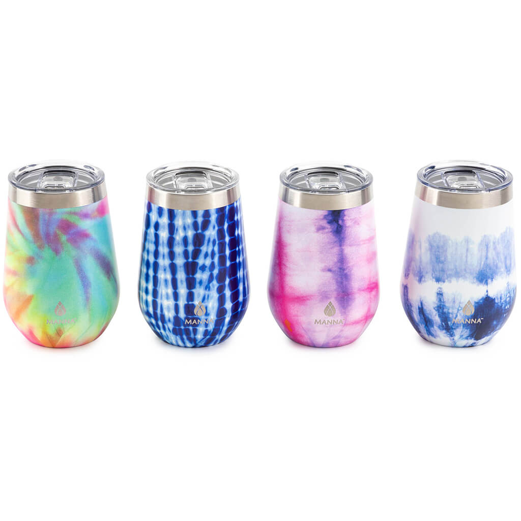 Wine Tumblers - Assorted Bright Tie Dye, 12oz