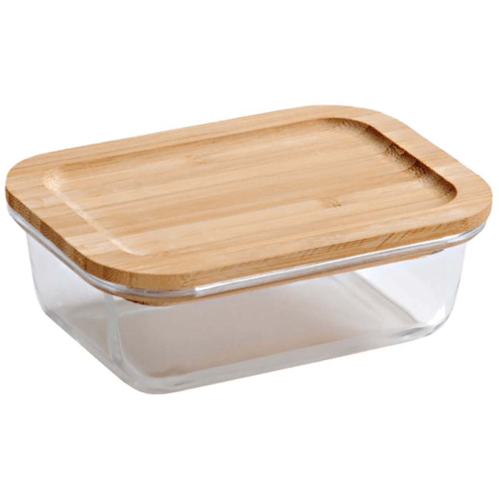 Clear Concave Bamboo Glass Container, 35oz