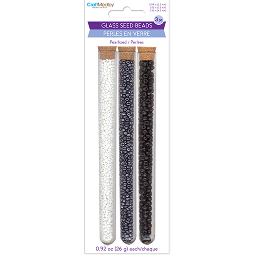 Glass Seed Beads: Pearlized , Corked Tubes Classic Opaque, 2.5/3.5/4.3mm , 78g 26g x 3