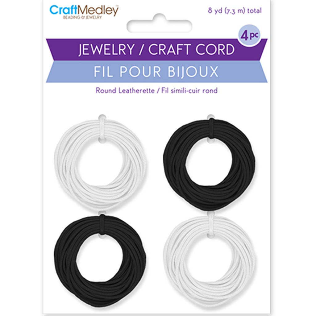 Jewelry/Craft Cord: Leatherette Round 4-col Asst- D, Classic, 1mm x 8yds