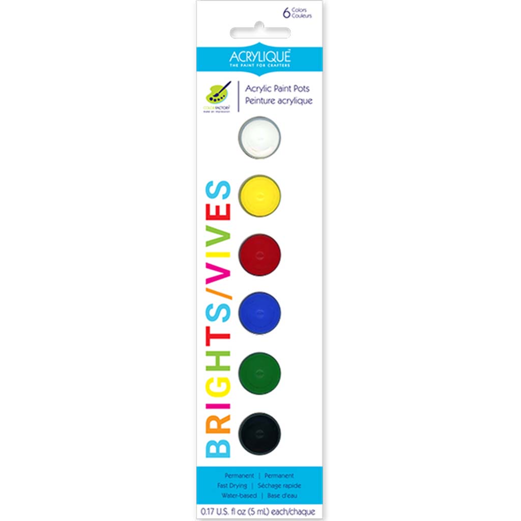 Color Factory:  Acrylique Paint Pots for Crafter's Brights, 30ml,  (6x5ml)