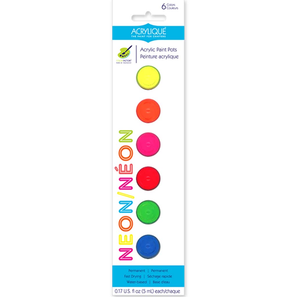 Color Factory: Acrylique Paint Pots  for Crafter&#39;s Neons, 30ml , (6x5ml)