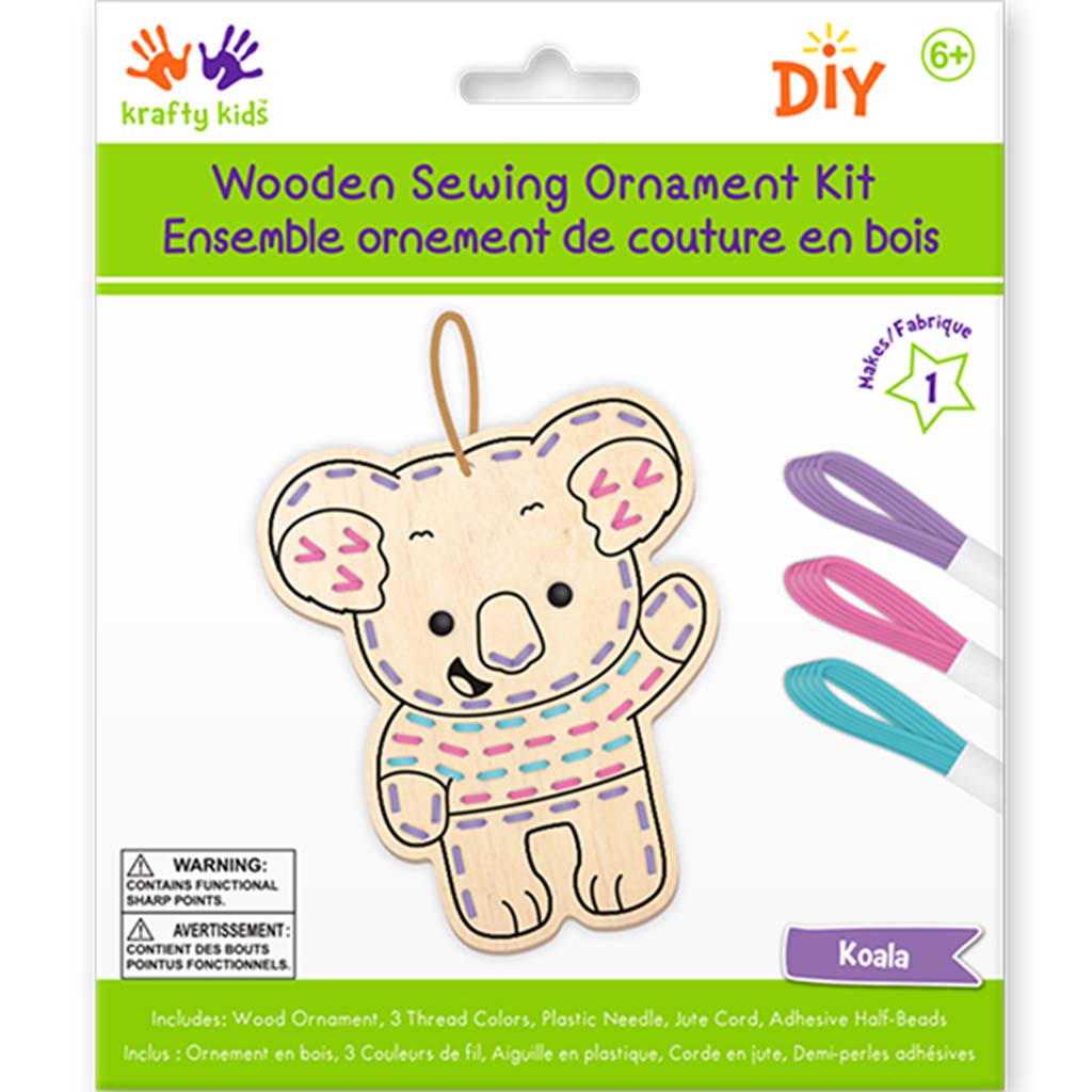 Krafty Kids Kit: DIY Wooden Sewing Ornament Kit Koala