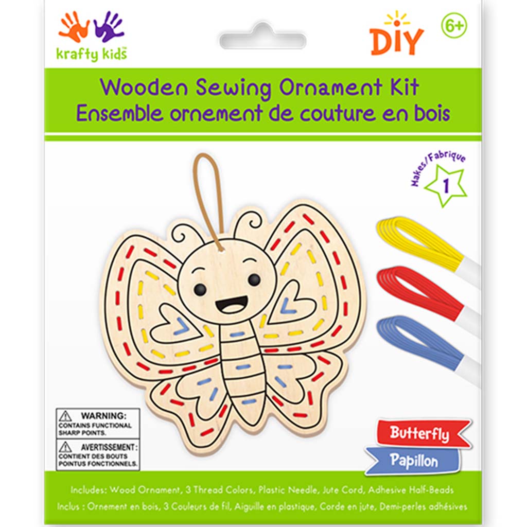 Krafty Kids Kit: DIY Wooden Sewing Ornament Kit Butterfly