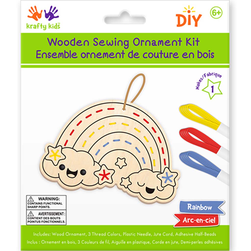 Krafty Kids Kit: DIY Wooden Sewing Ornament Kit Rainbow