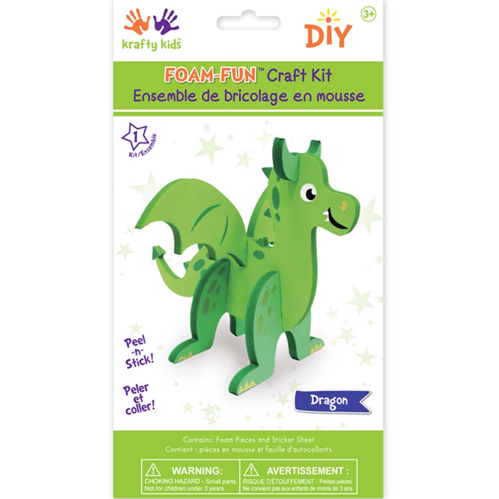 Krafty Kids Kit: DIY Foam-Fun Standing Kit, Dragon, (makes 1)