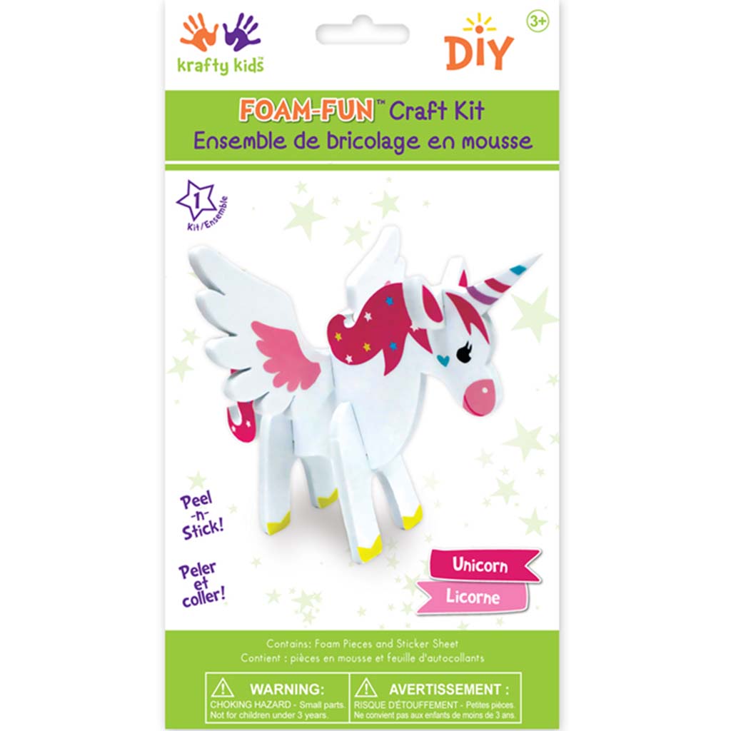 Krafty Kids Kit: DIY Foam-Fun Standing Kit, Unicorn,(makes 1)