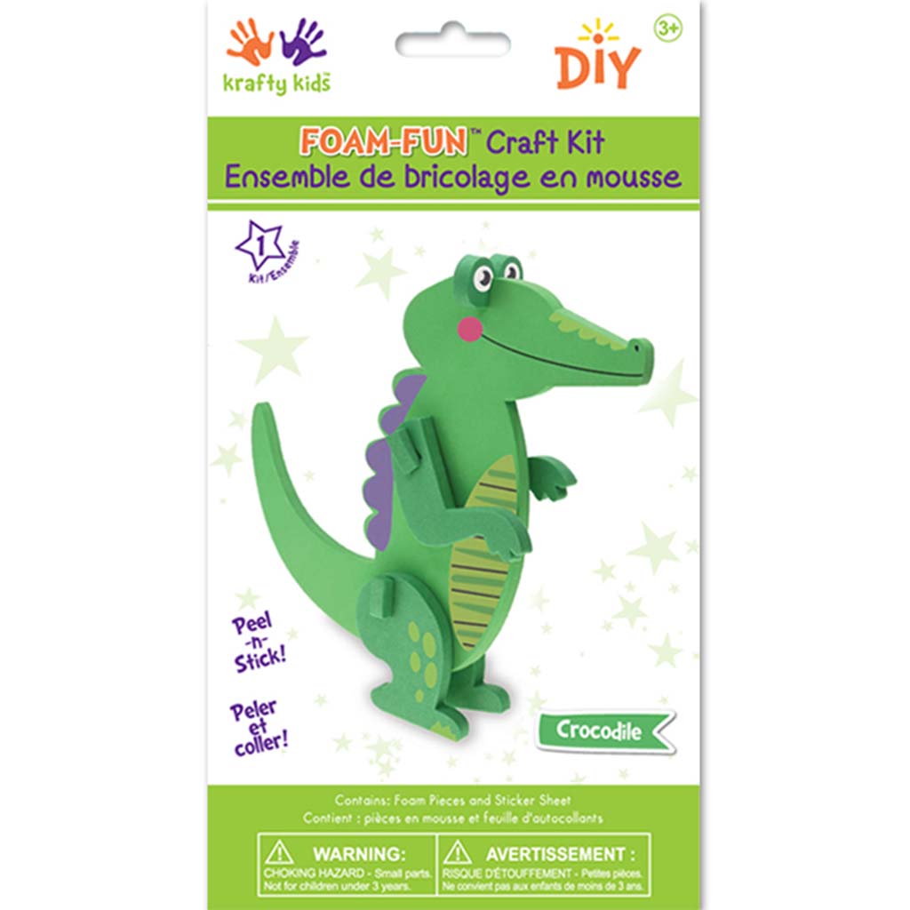 Krafty Kids Kit: DIY Foam-Fun Standing Kit, Crocodile, (makes 1)