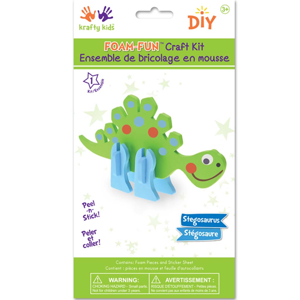 Krafty Kids Kit: DIY Foam-Fun Standing Kit, Stegosaurus, (makes 1)