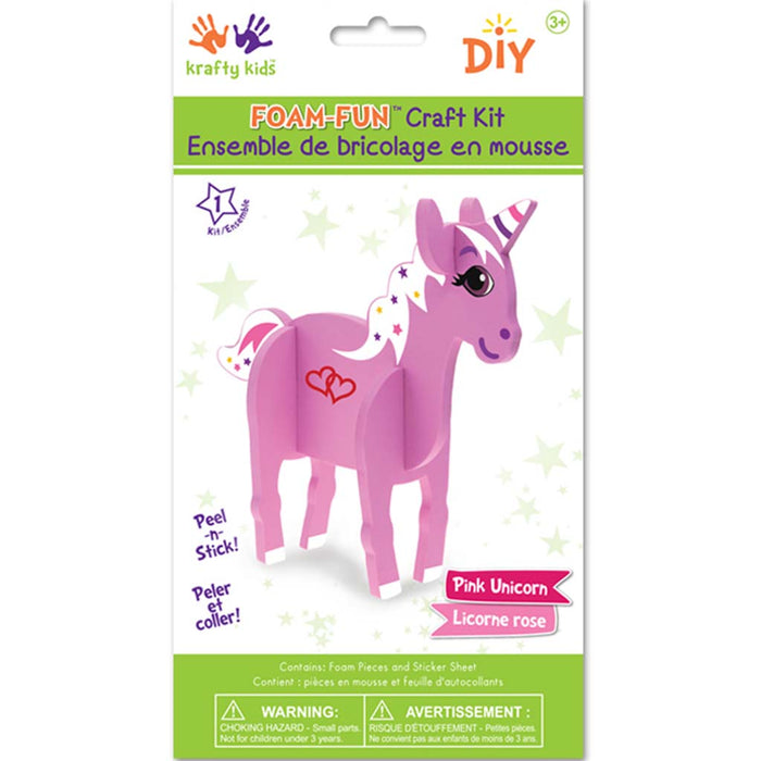 Krafty Kids Kit: DIY Foam-Fun Standing Kit, Pink Unicorn, (makes 1)