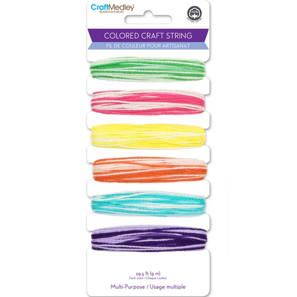 Craft Medley: 100% Cotton Colored Craft String /Color Multi Brights, 59yds, 29.5ft