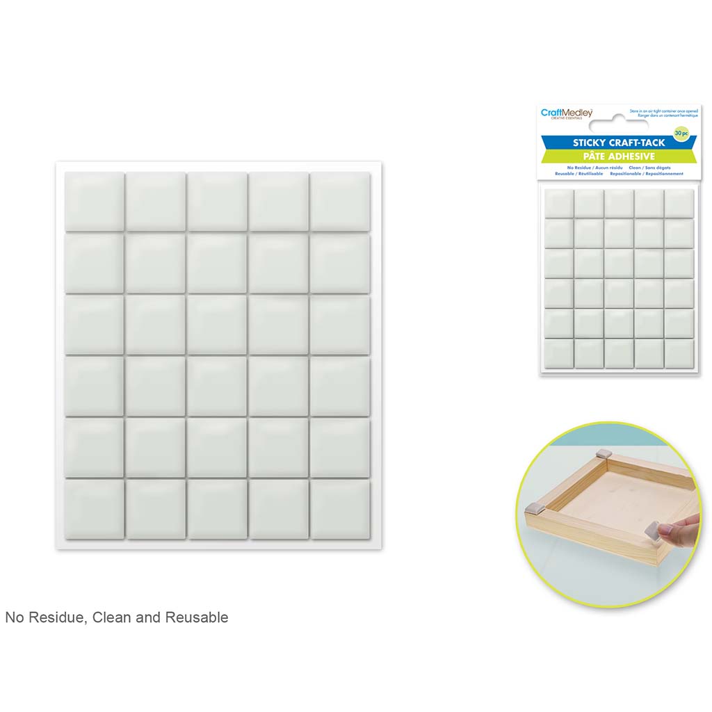 Craft Medley Adhesive:  Sticky Craft-Tack Squares 30ct, 1.5cm X 1.5cm