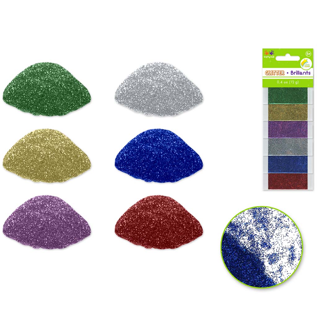 Krafty Kids: Twinkle-Town Glitter Pouches, Metallique, 12g, (6ea x 2g)