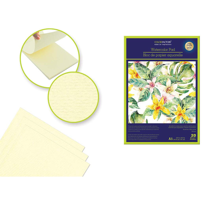 Color Factory: Watercolor Pad  (A5), Acid Free, 5.8in x 8.3in, 300gsm, 20 Sheets