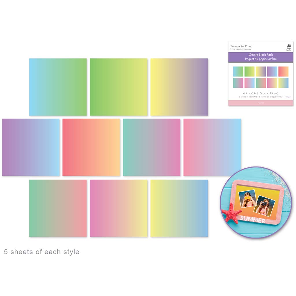 Paper Pad: Ombre Stack, Pastel, 6in x 6in, Pack x50  5eax10styles