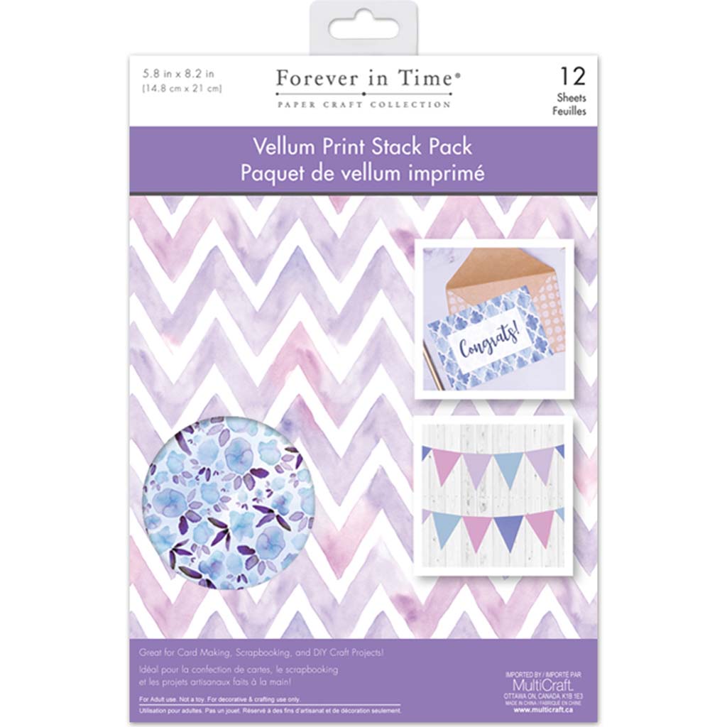 Paper Pads: Vellum Foil Print Stack Packs 12sheet Viola, 5.8in x 8.2in