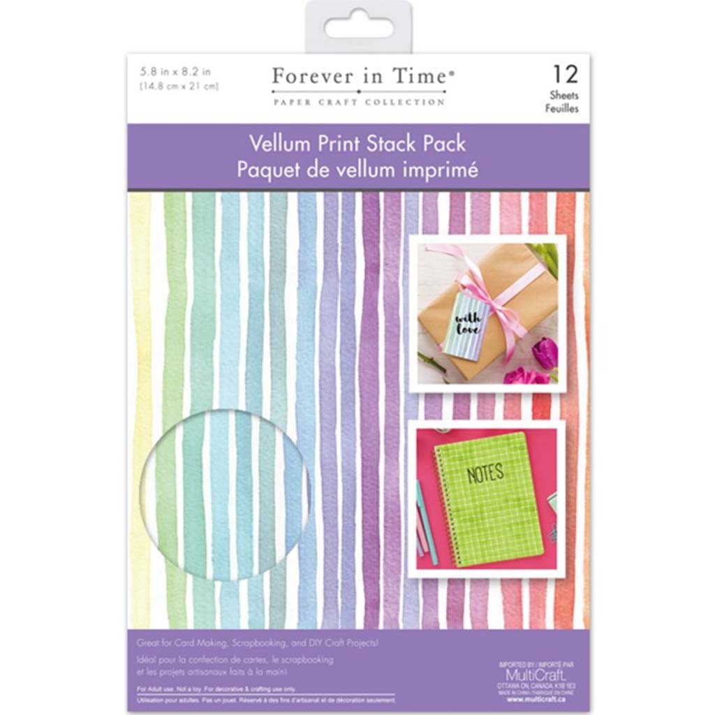 Paper Pads: Vellum Foil Print Stack Packs 12sheet Technicolor, 5.8in x 8.2in