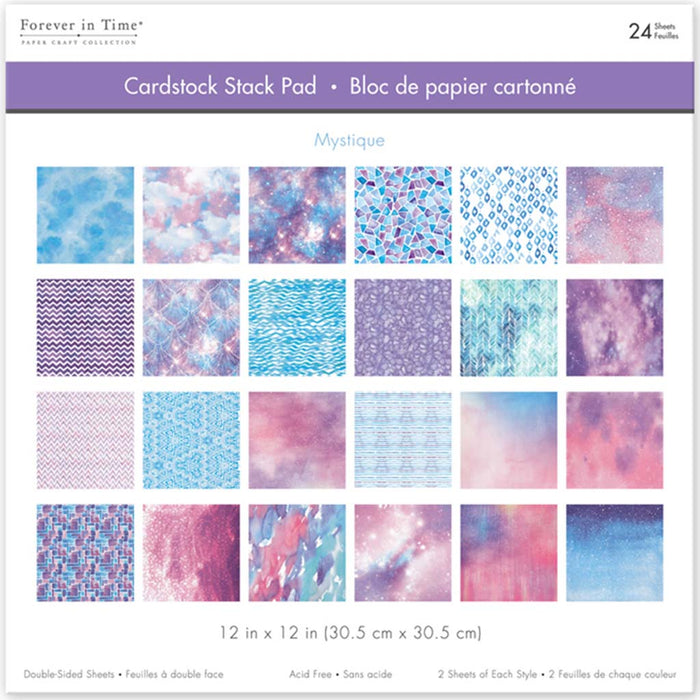 Cardstock: Themed Stack Pad x24 Double-Sided (24 Designs) 230GSM Mystique, 12in x 12in
