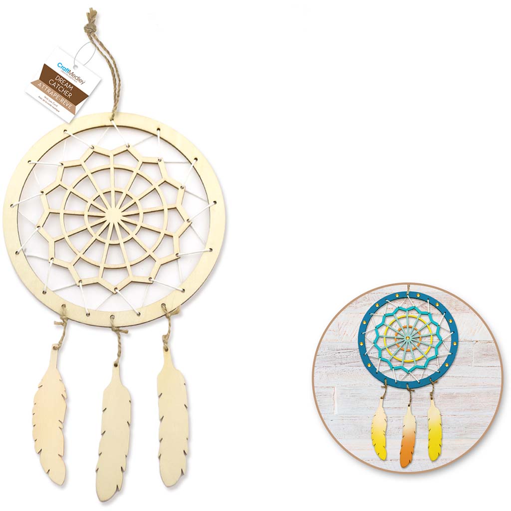 Wood Decor: DIY Dream Catcher w/Jute Hangers,  6.3Inx7.9In