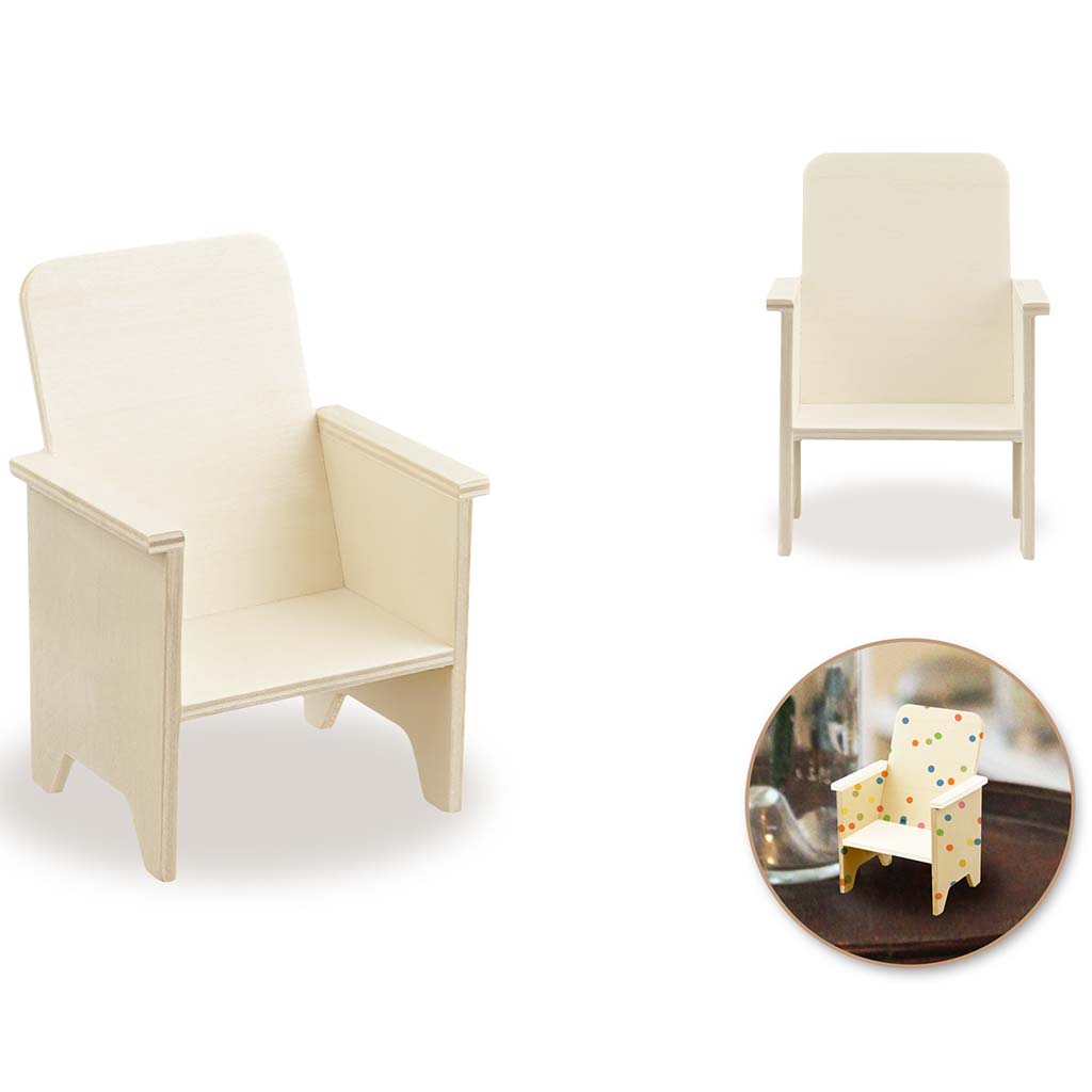 Wood Craft: DIY Mini Armchair, 3.9in x 3.5in x 4.5in