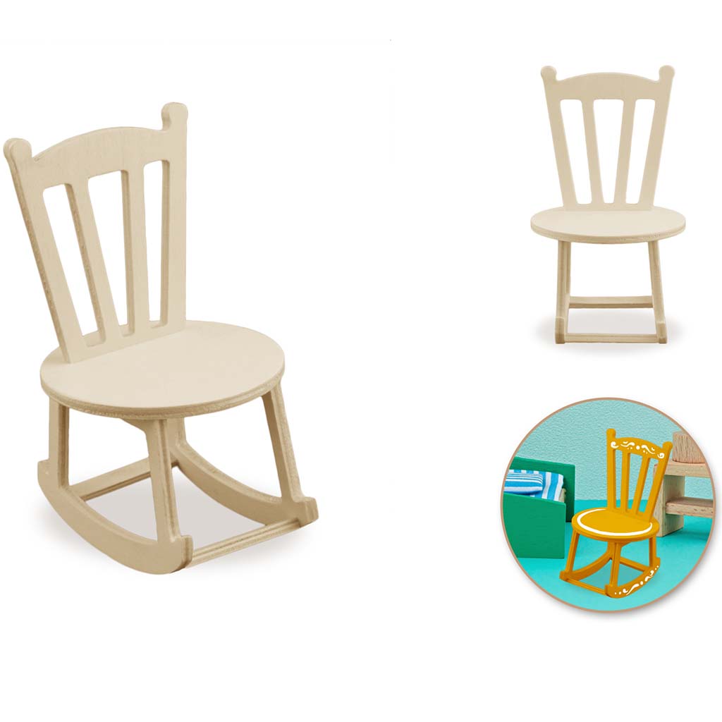 Wood Craft: DIY Mini Rocking Chair, 3in x 3.7in x 5.9in