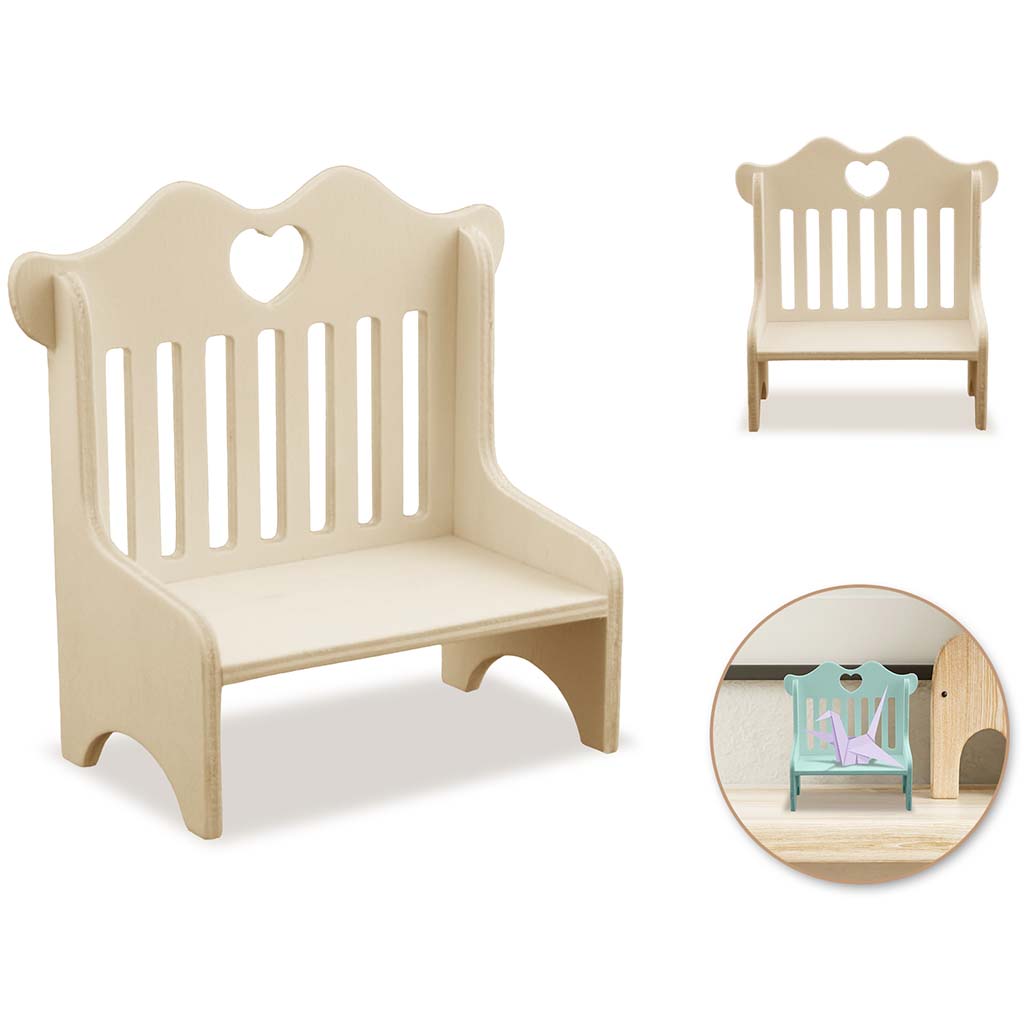 Wood Craft: DIY Mini Bench, 4.7in x 2.6in x 4.9in