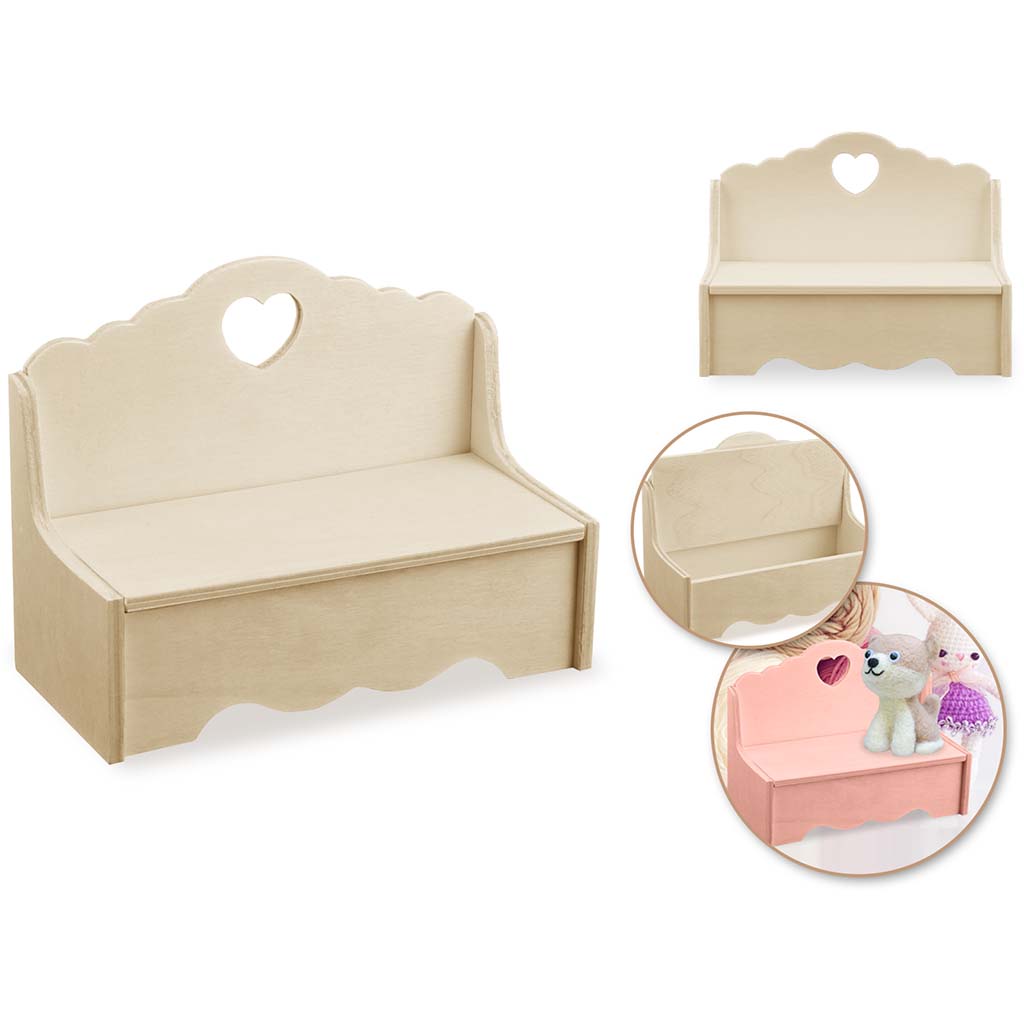 Wood Craft: Mini DIY Mudroom Bench w/Lid, 3.7in x 2.2inx3.9in