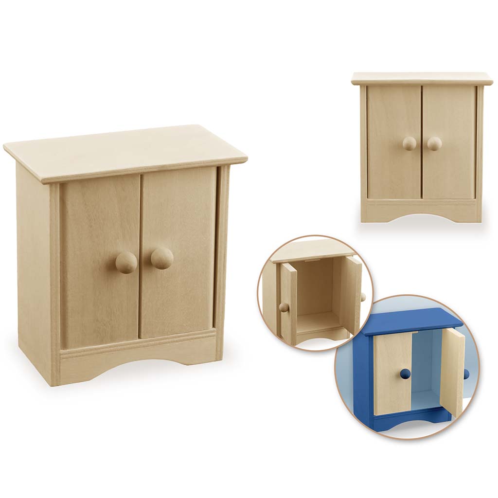 Wood Craft: Mini DIY Cabinet, 3.7in x 2.2in x 3.9in