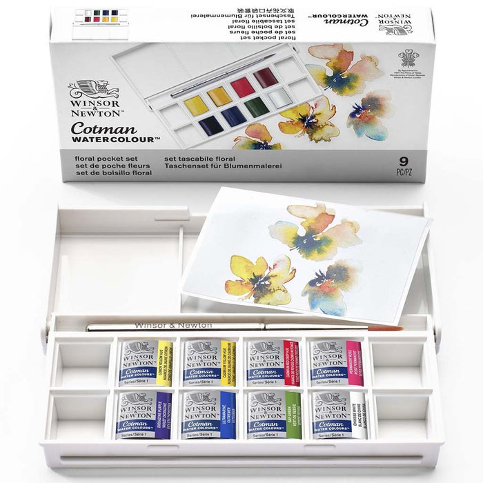 Winsor & Newton Cotman Watercolor 8 Half Pan Pocket Set Floral
