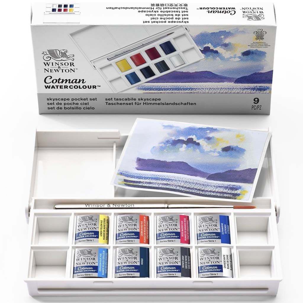 Winsor &amp; Newton Cotman Watercolor 8 Half Pan Pocket Set Skyscape Tones