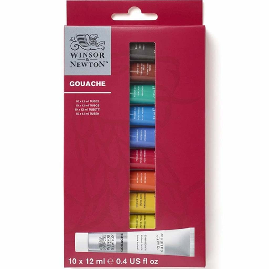 Winsor &amp; Newton Gouache Color Set of 10x12ml Paint Tubes