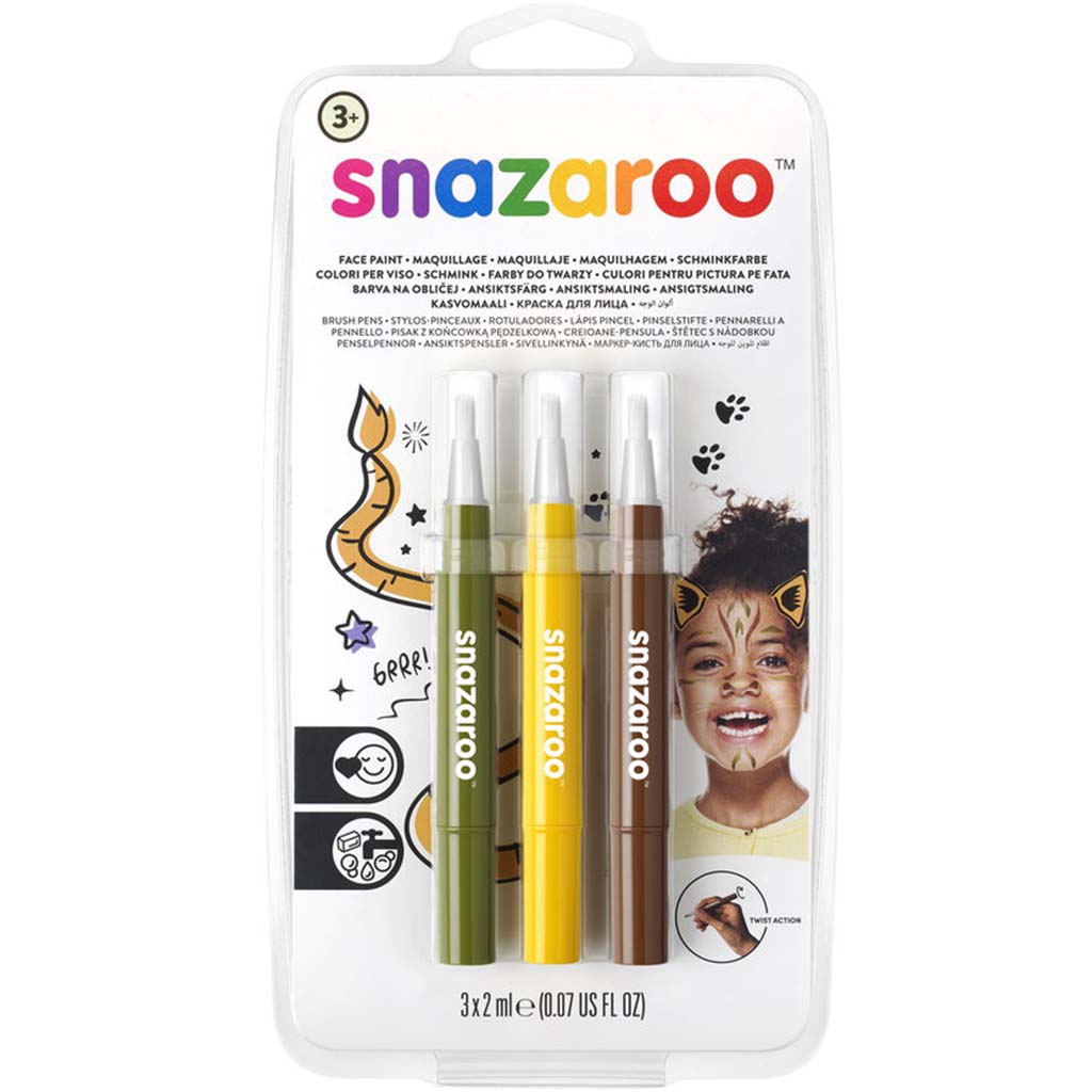 Snazaroo Brush Pens Jungle Set Of 3