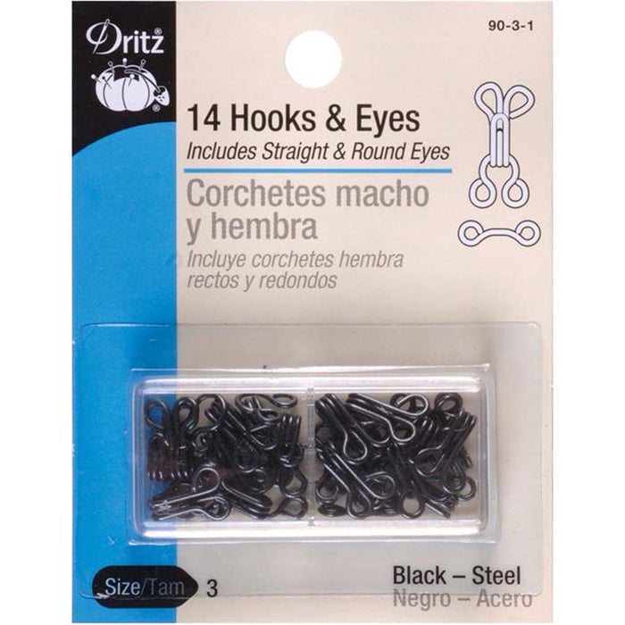 Hook & Eye Blk Dritz Size 3