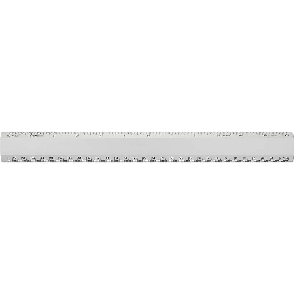 Alumicolor Aluminum Non-Slip Desk Ruler 12in Silver