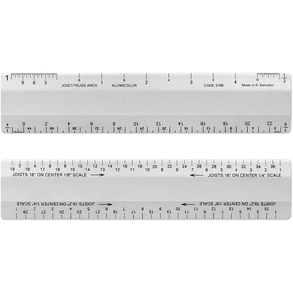 Architectural 2 Bevel Wood Ruler w/ Joist/Truss Scale Woodrow 6in